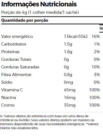 Tabela nutricional Termo Plus 240g Limão - Vitafor